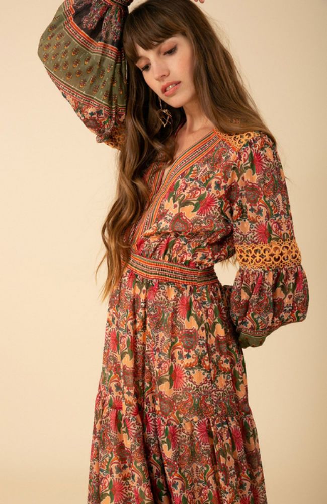 Albane Long Sleeve Tiered Maxi