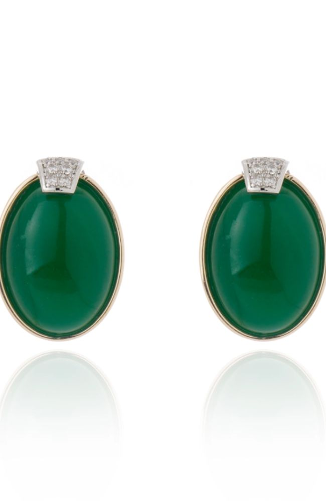 Splendore Earrings Green Agate