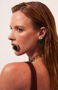 Splendore Earrings Green Agate