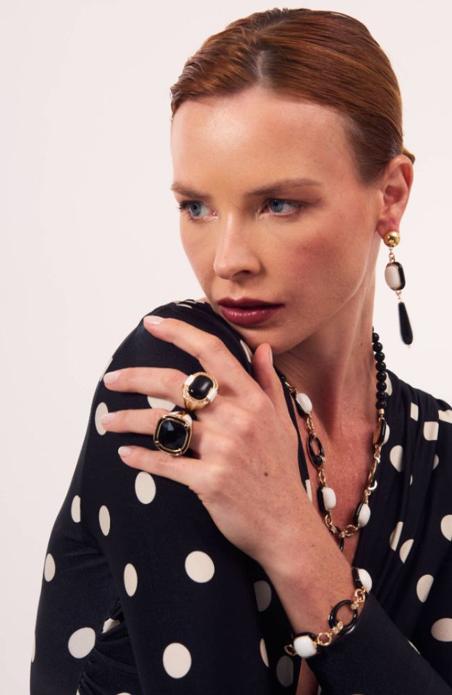 Incanto Earrings Black White Gold