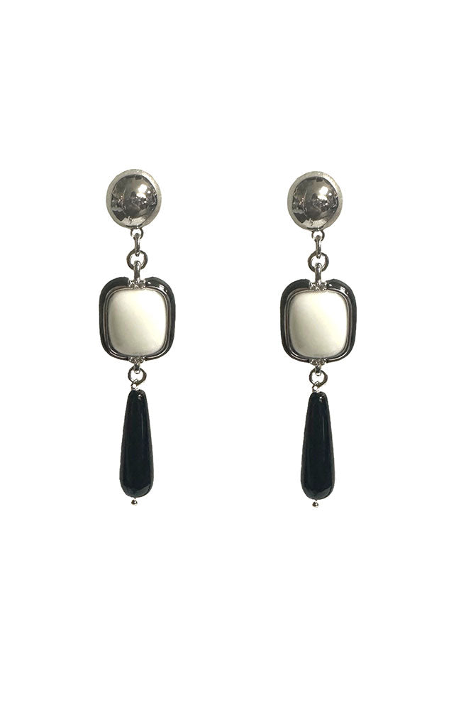 Incanto Earrings Blk Wht Silver