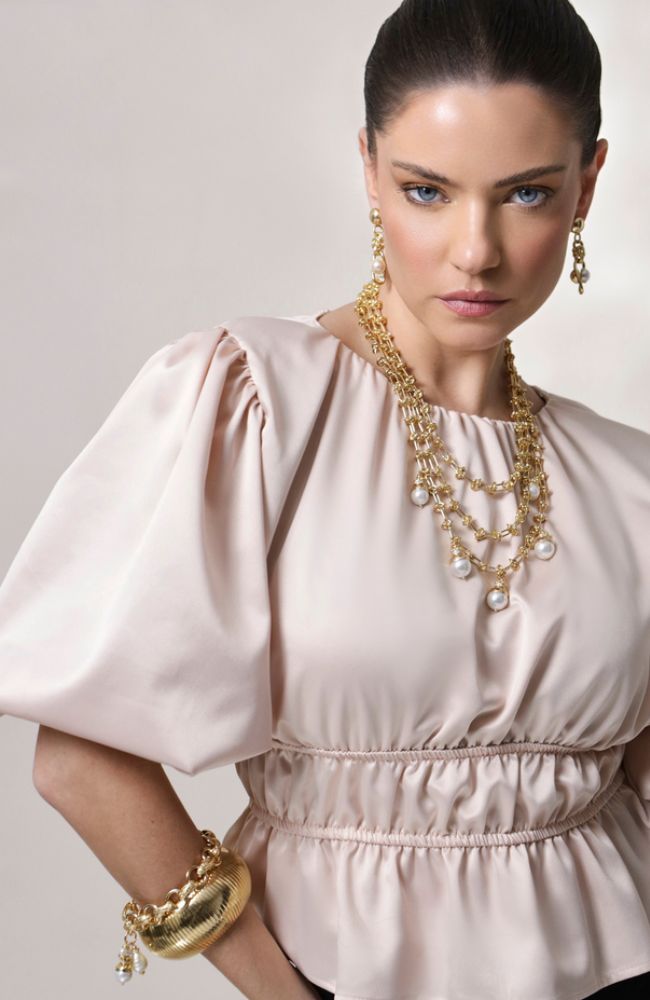 Intra Necklace Gold Pearl