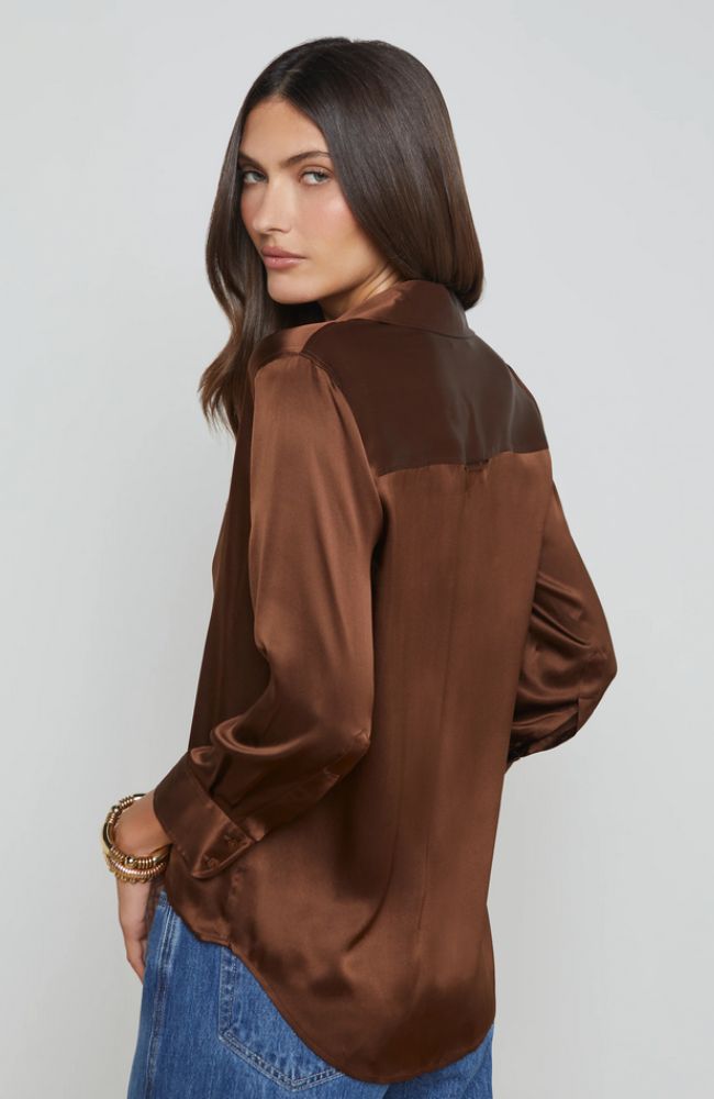 Dani 3/4 Sleeve Blouse in Hot Fudge