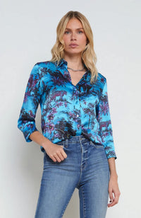 Dani Blouse in Blue Jungle
