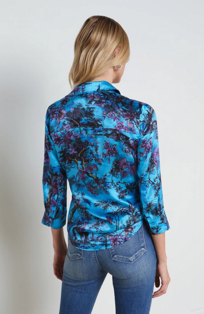 Dani Blouse in Blue Jungle