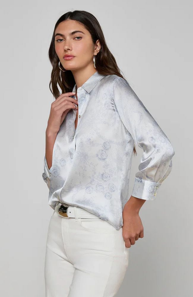 Dani 3/4 Sleeve Blouse Pale Mist Blue