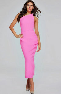 Back Slit Asymmetric Midi Dres