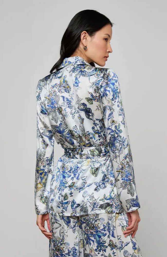 Ciara Robe Top Gray Watercolor Butterfly