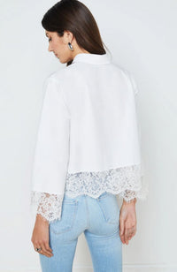 Levo Lace Trim Cropped Shirt