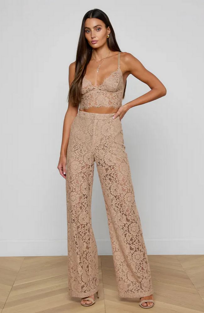 Aislin Lace Bralette Top in Cappuccino