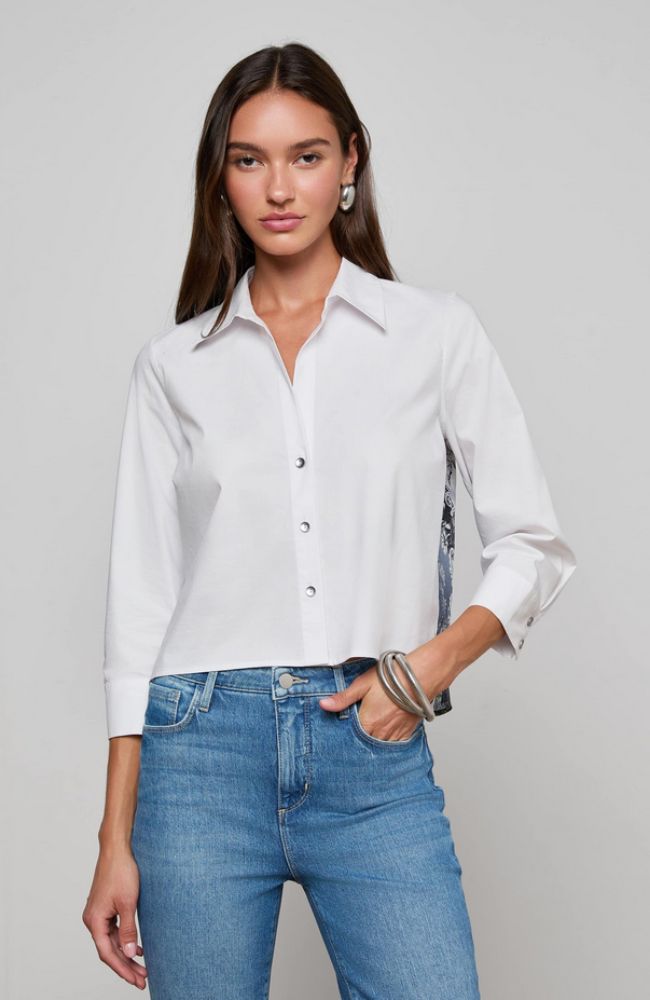 Fawn Scarf Back 3/4 Slv Blouse