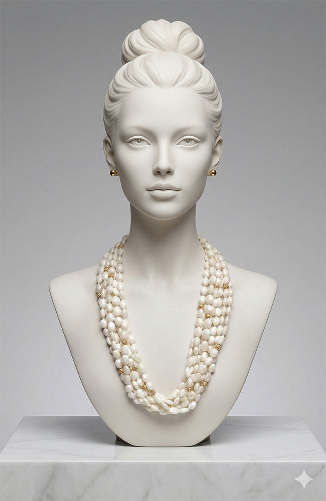 Mul Strand Diam Wh Sapphire Necklace