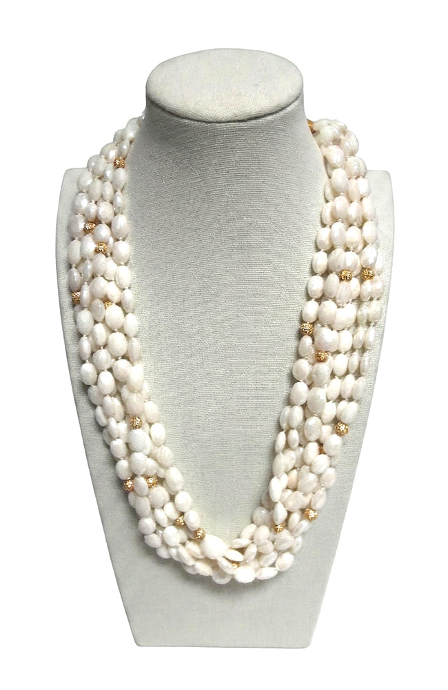 Mul Strand Diam Wh Sapphire Necklace