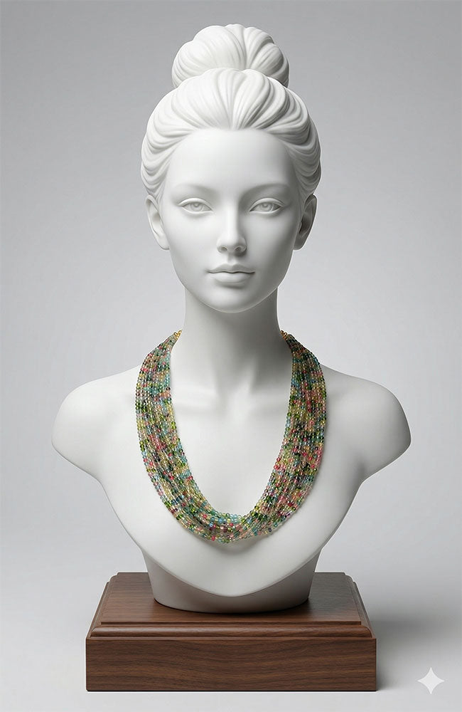 Mul Strand Gr,Pink,Yel,Turq Necklace