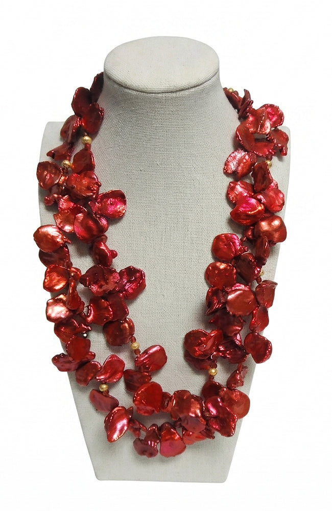 Dbl Strand Pimento Pearl Necklace