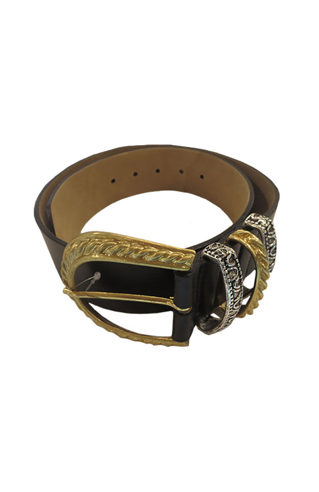 Black Silver Gold Loops Belt