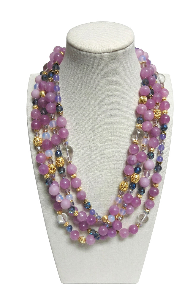 4 Strand Lavender Jade Necklace