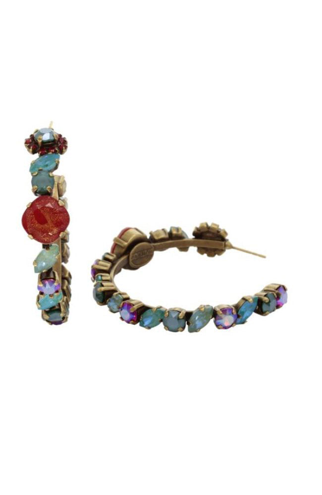 Red Blue Stones Hoops