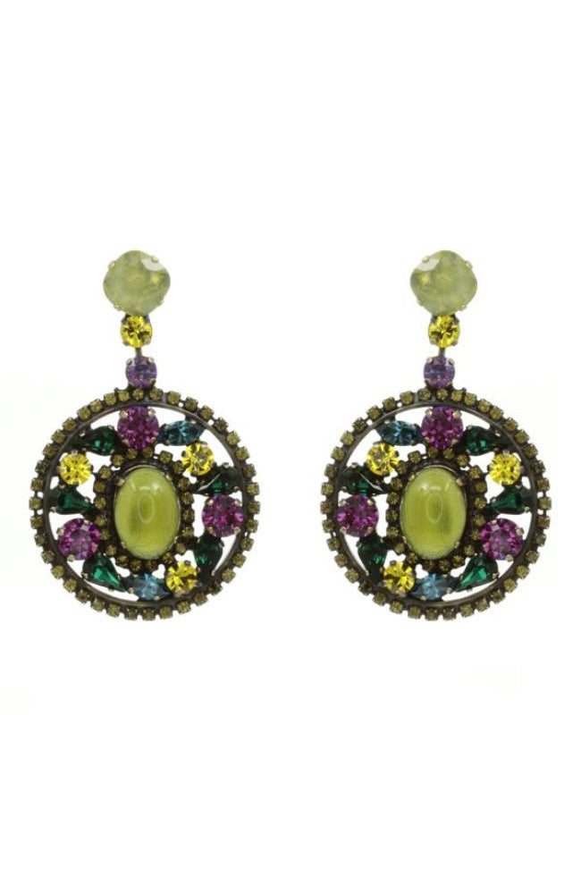 Lime Stone Multi Gem Earrings