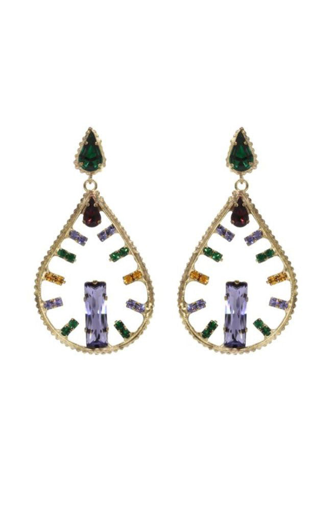 Teardrop Lilac Rectangular Gem Earring