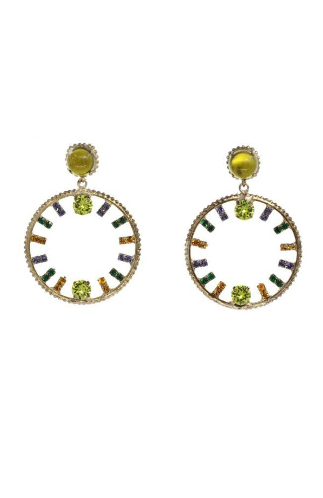 Lime Circle Stones Earring