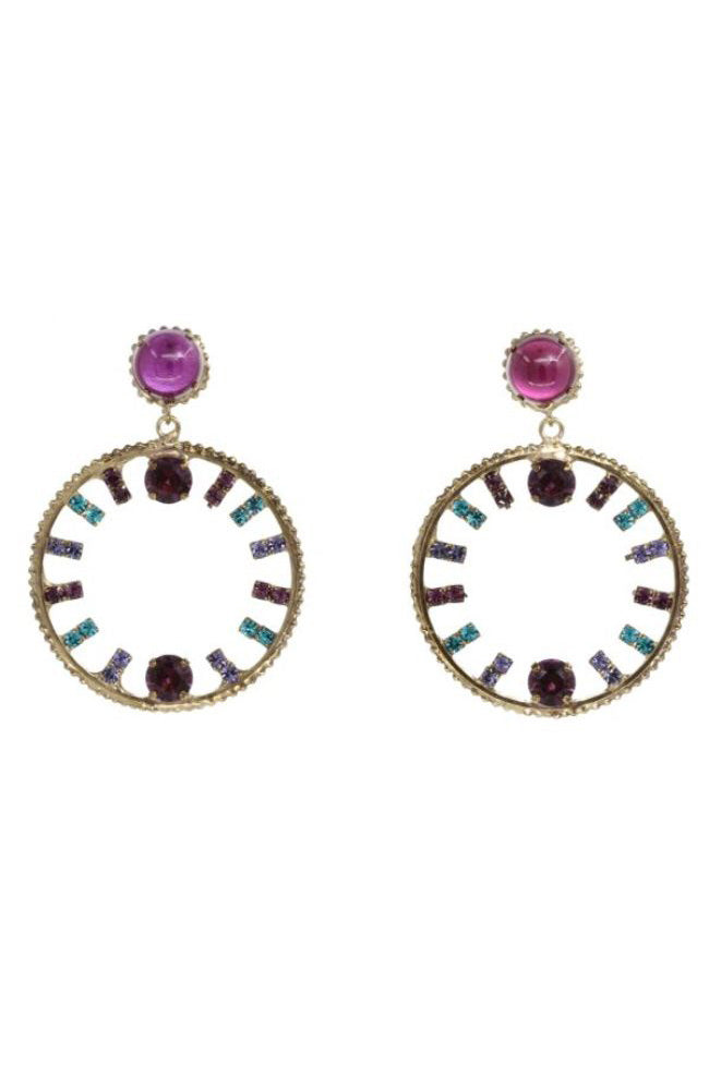 Mauve Circle Stones Earrings