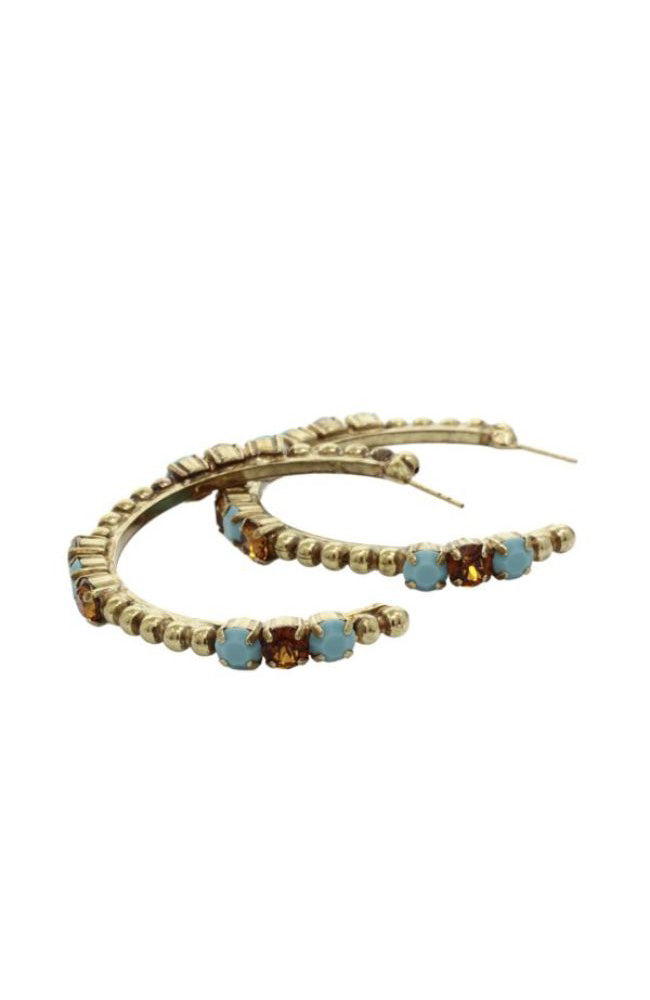 Turq Brown Gold Hoops