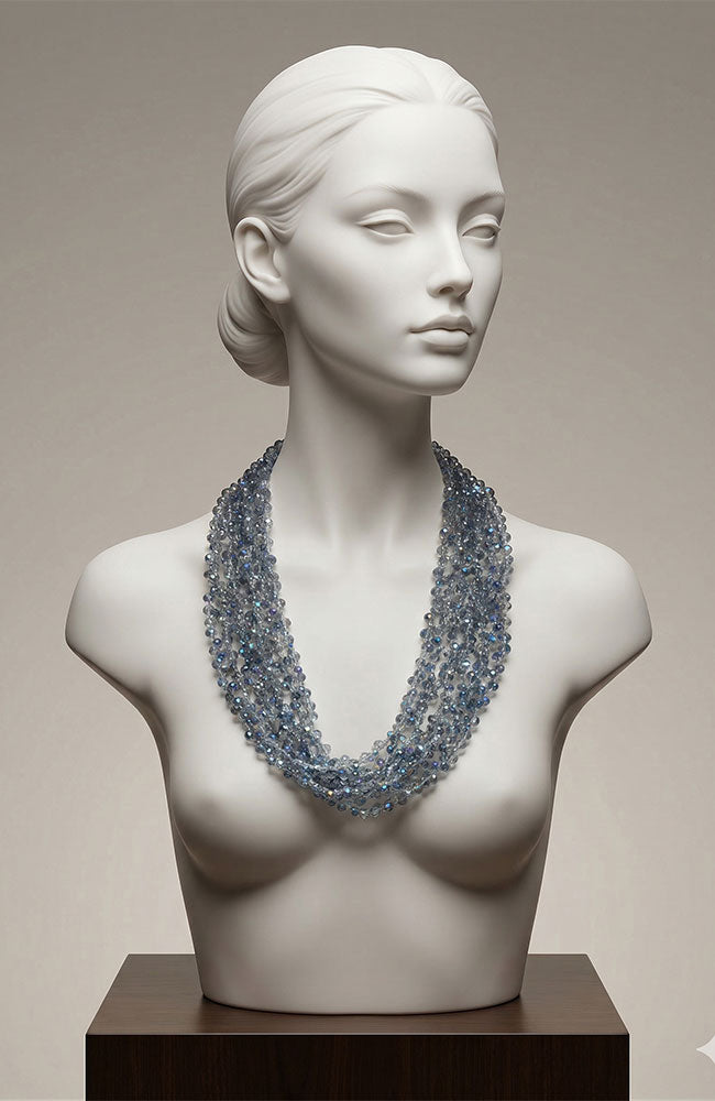 7 Strand Blue Quartz Crystal Necklace
