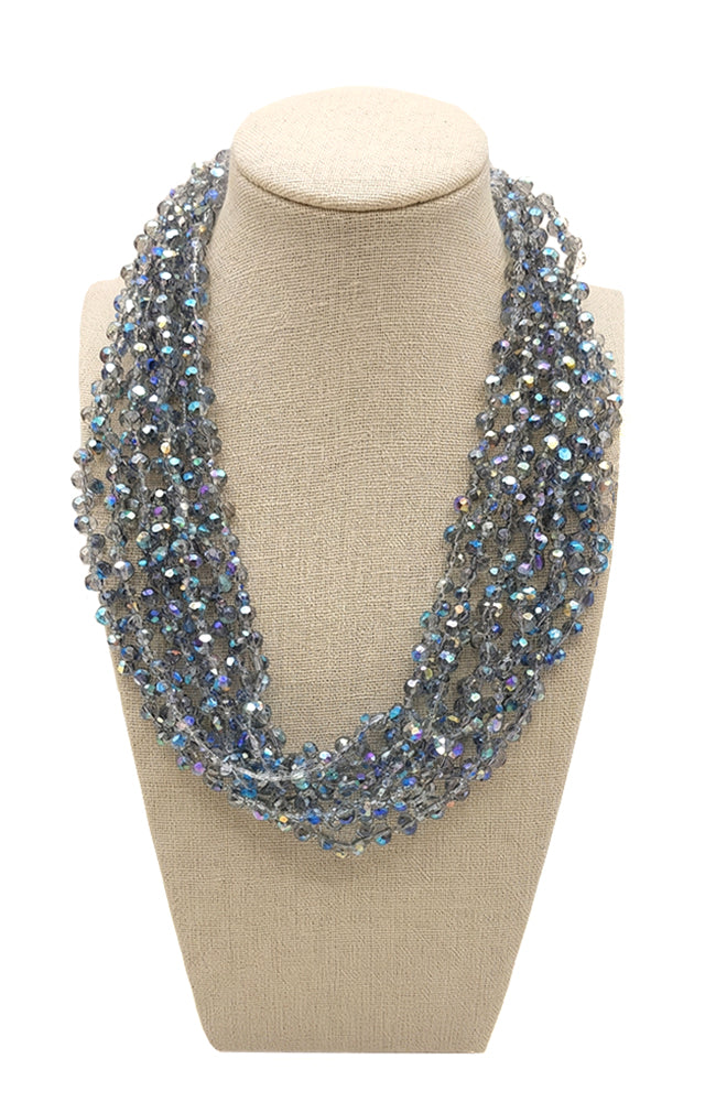 7 Strand Blue Quartz Crystal Necklace