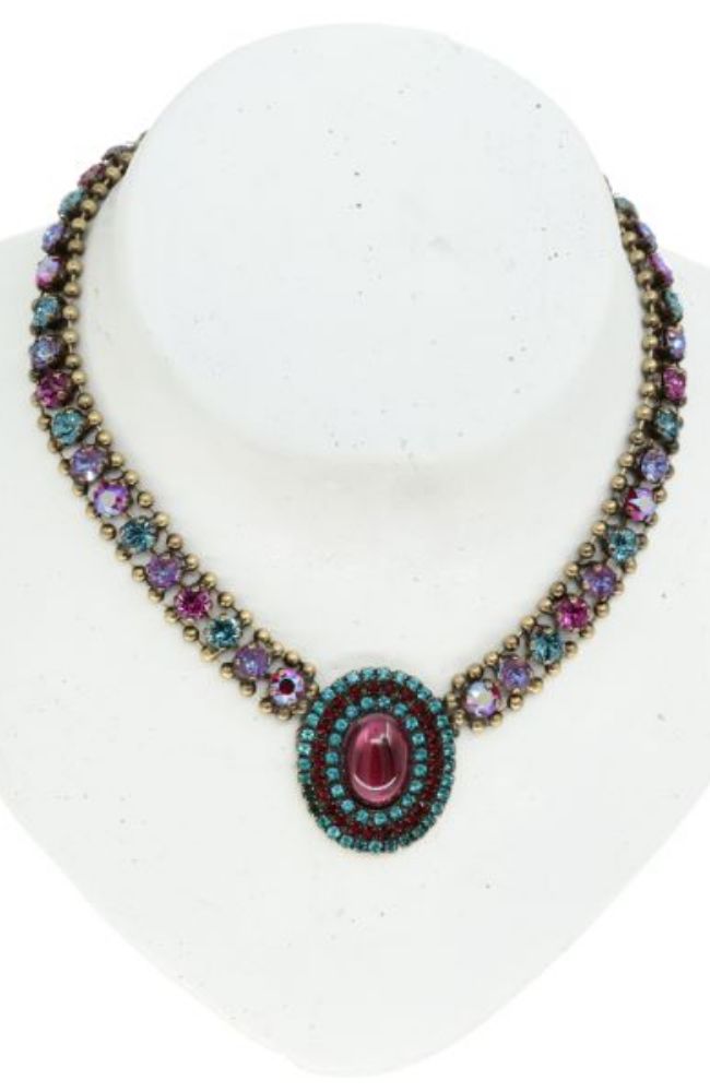 Red Gem Oval Pendant Necklace