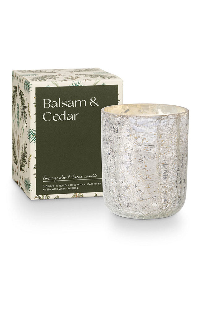 Balsam & Cedar Small Boxed Crackle Glass Candle