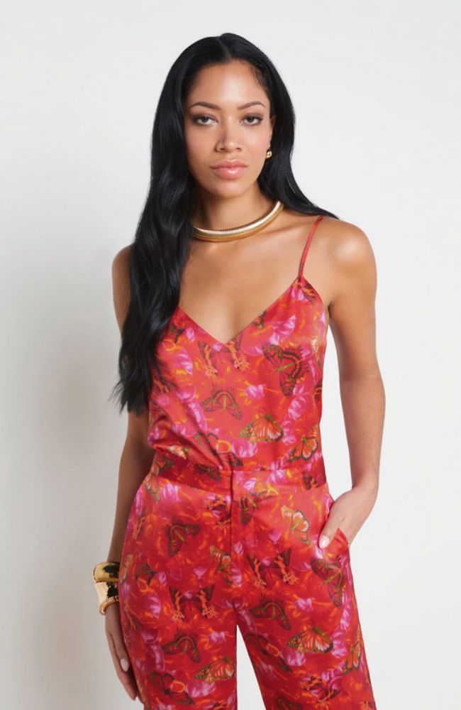 Jane Spaghetti Strap Top in Butterfly Petal