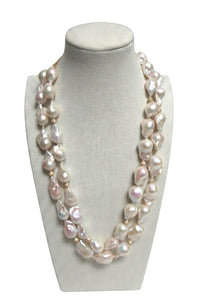 2 Strand White Baroque Pearl Necklace