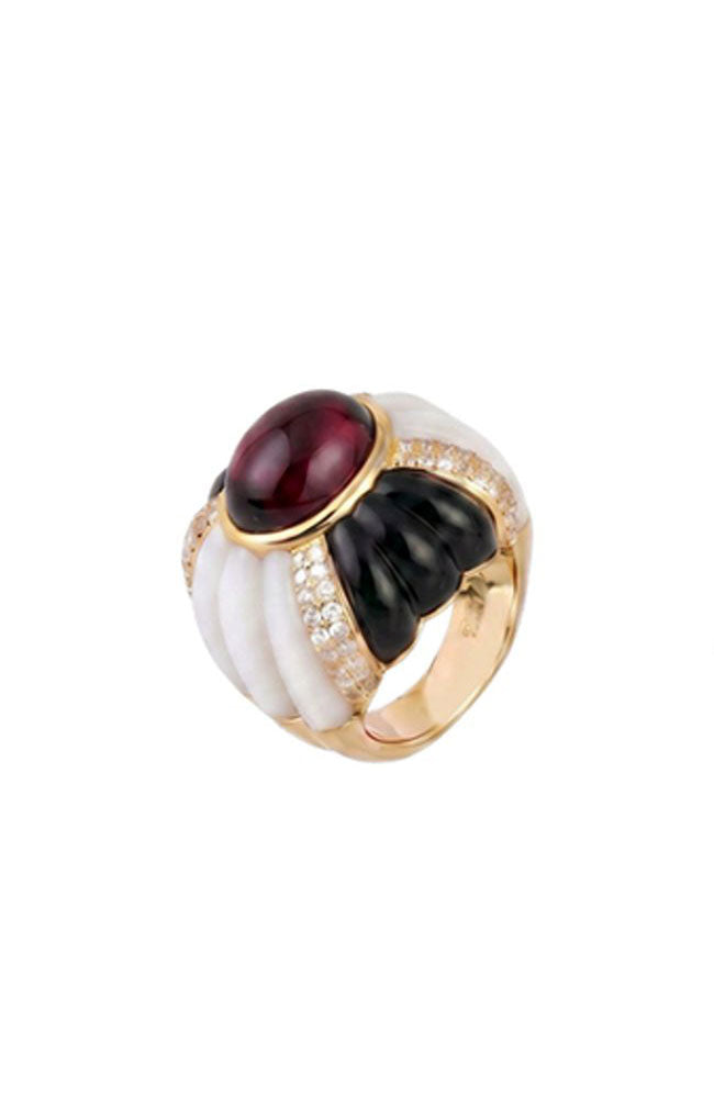 Machu Picchu Ring White,Black,Red Size 7