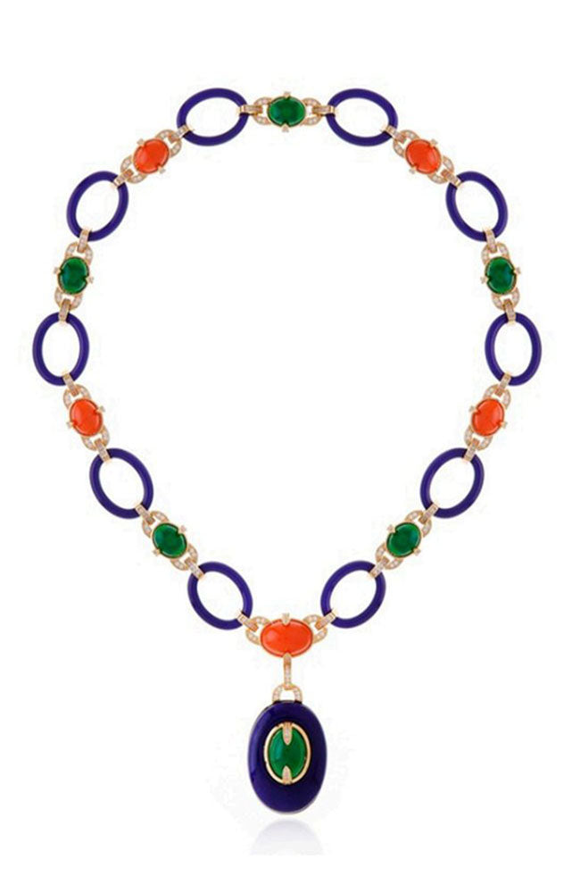 Sacred Fire Necklace Blue,Coral,Green