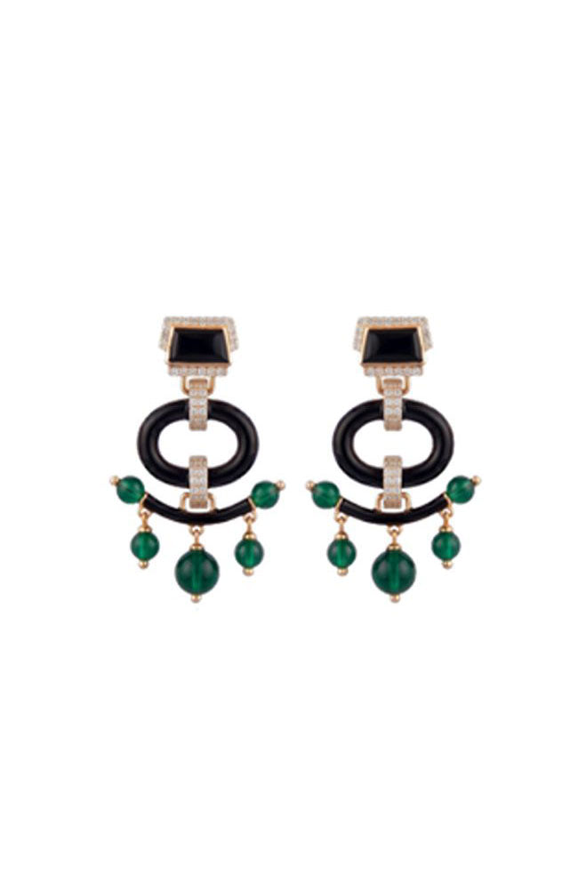 Empress Earrings Green Black
