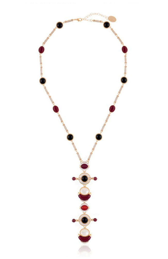 Condor Necklace Burgandy,White and Black