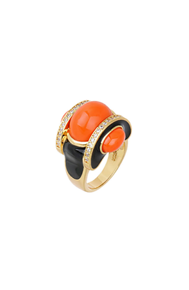 Sacred Fire Ring Coral Black Size 8