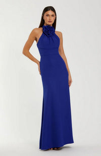 Flower Halter Neck Column Gown