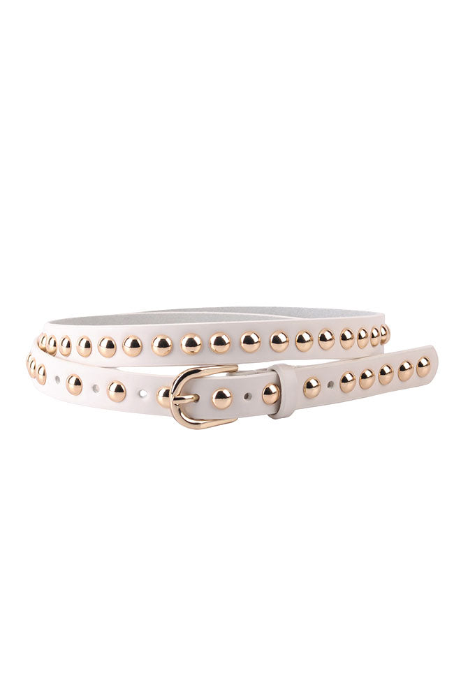 Skinny Round Studded Lthr Belt