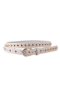 Skinny Round Studded Leather Belt