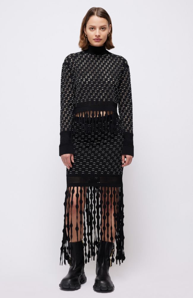 Roman Lattice Fringe Pullover