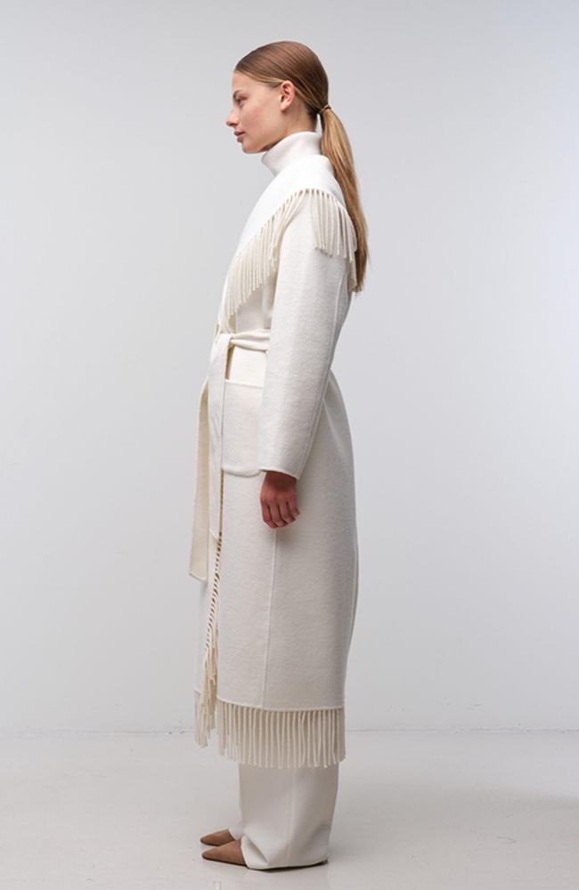 Carrie Fringe Robe Coat in Frost