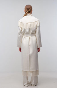 Carrie Fringe Robe Coat in Frost