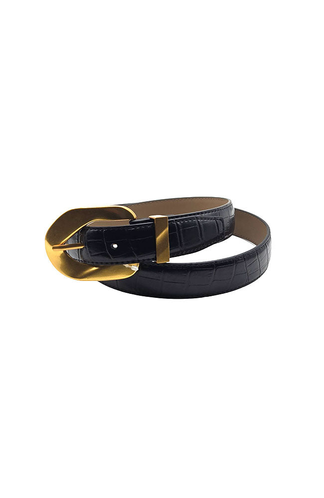 Croco Belt Gold Wavy Buckle