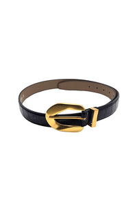 Croco Belt Gold Wavy Buckle
