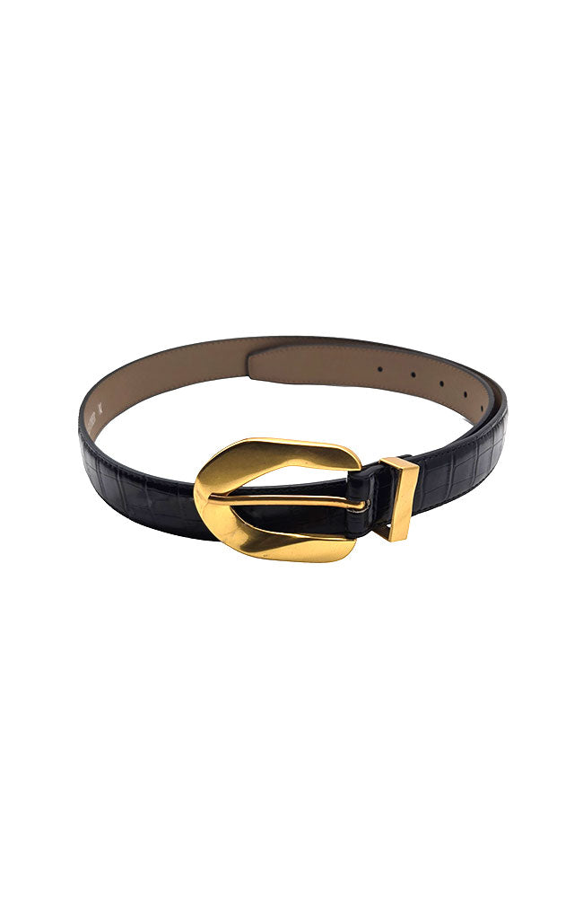 Croco Belt Gold Wavy Buckle