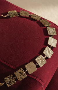 Hammered Gold Square Chain Belt