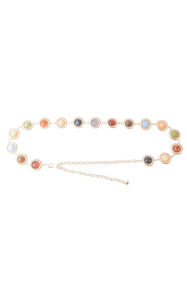 Candy Crystal Multicolor Gold Chain Belt