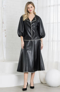 Jessa Leather Skirt with Pearl